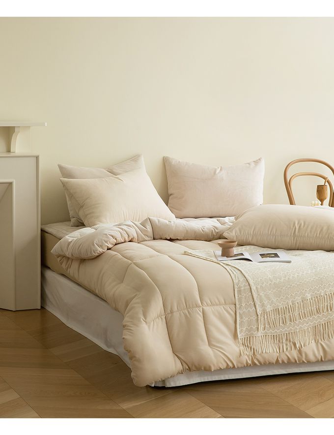 韓國 Maatila - 可水洗超細纖維桃皮感棉被(冬被)-布丁奶茶