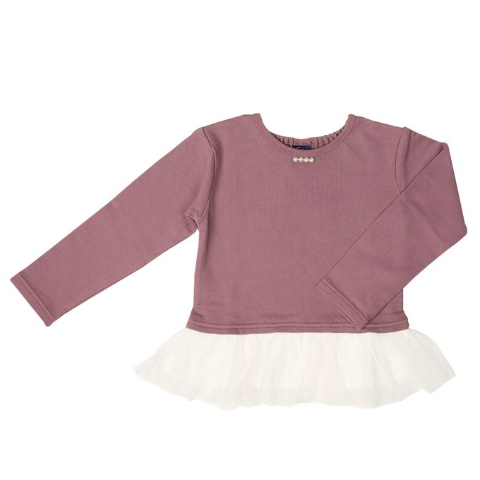 akachan honpo - 休閒上衣-下擺拼接-紫色