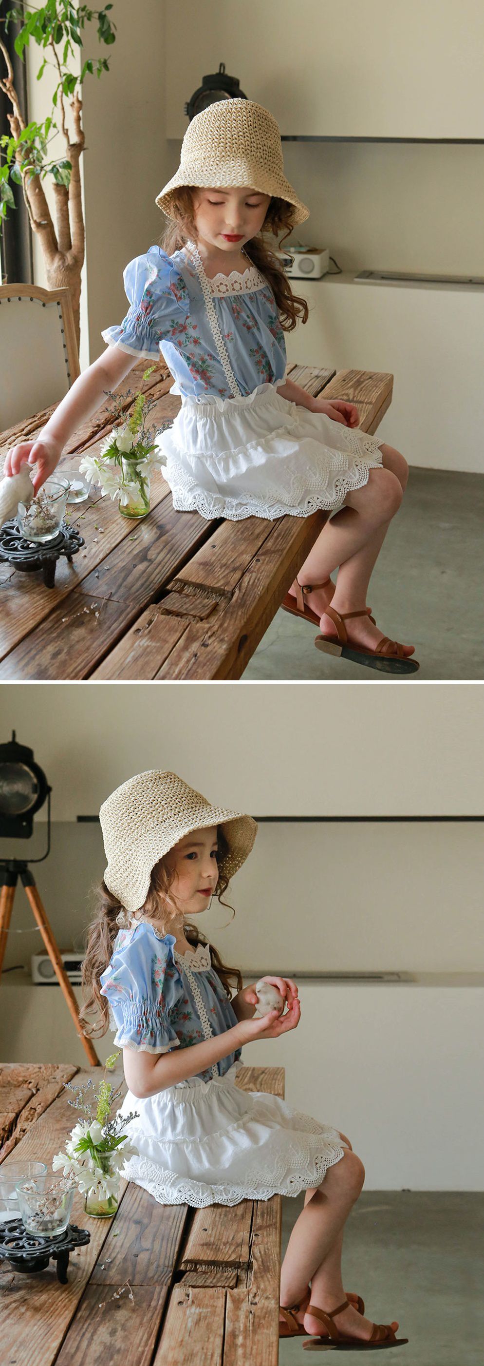 韓國 PuellaFLO - 鋸齒狀鏤空蕾絲綁帶吊帶裙-象牙白