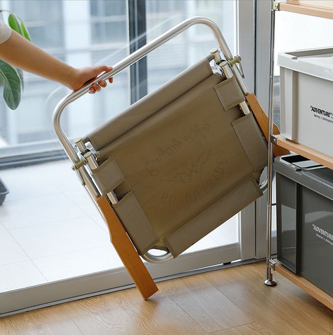 日本CAPTAIN STAG - 戶外露營鋁合金折疊單人椅 (黑色)