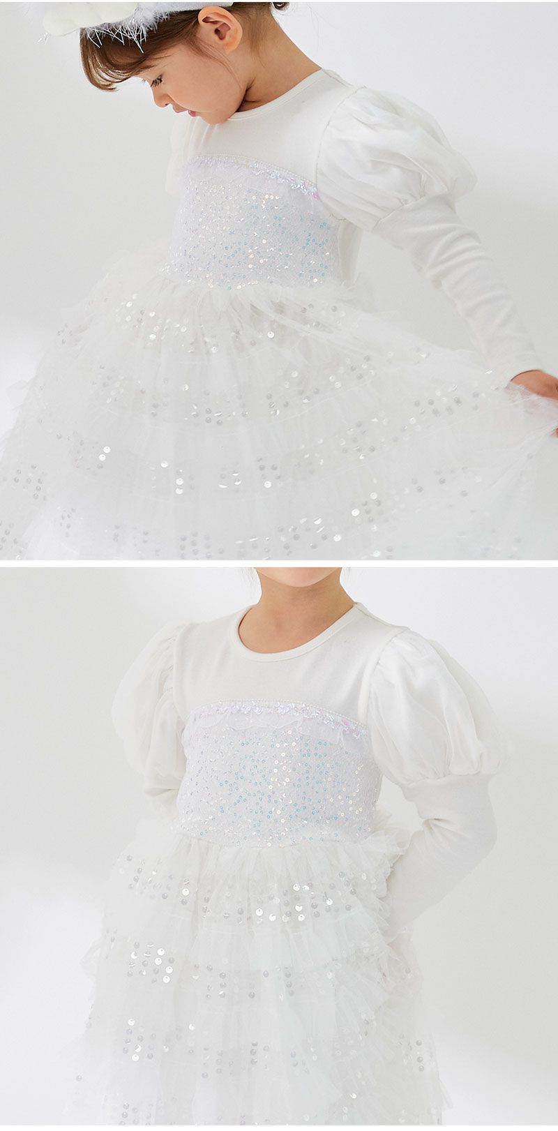 韓國 OZKIZ - 白雪天使洋裝(附發光髮飾)-白