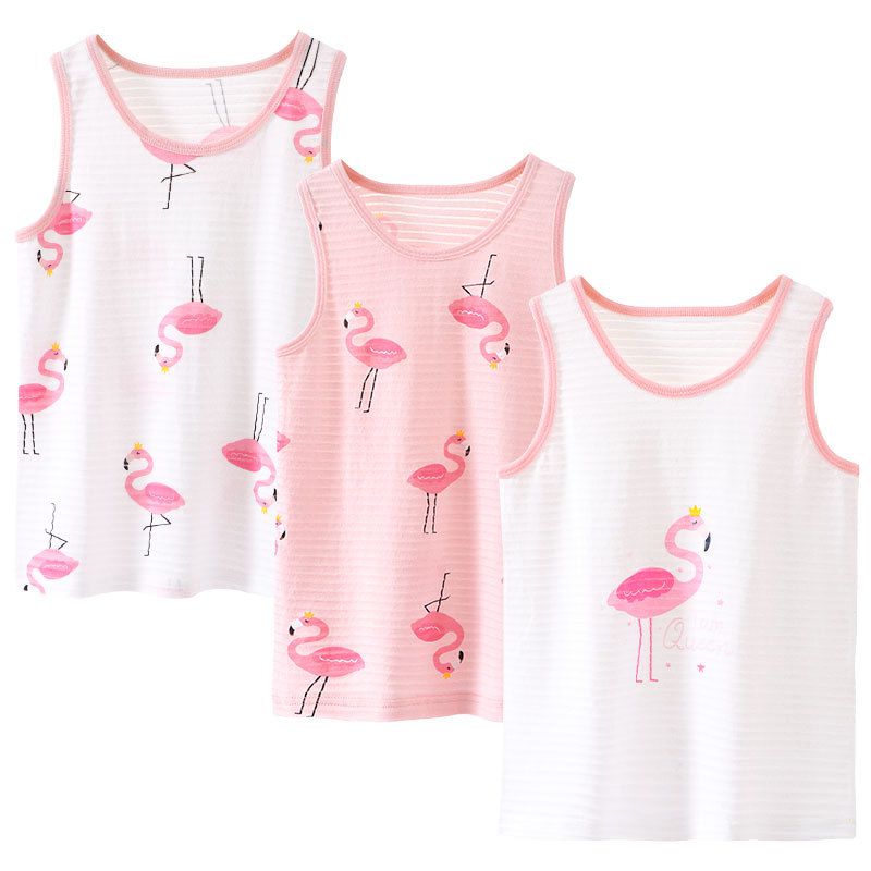 MAMDADKIDS - 竹節棉透氣無袖背心(三件組)-草莓-白+粉紅