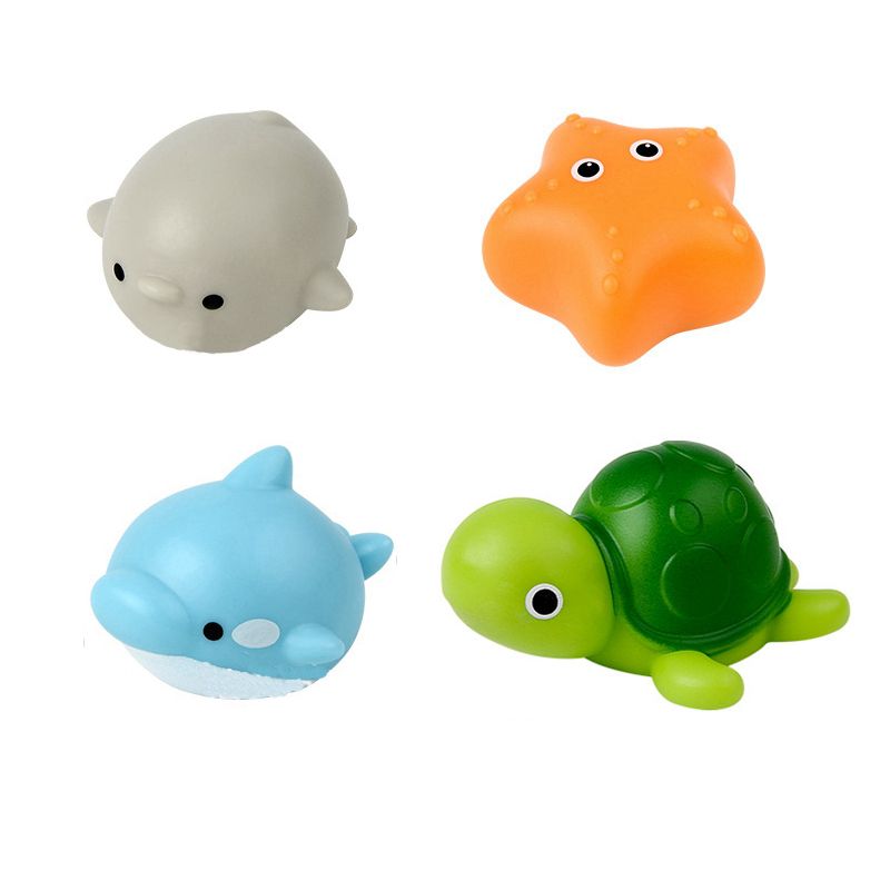 IngBaby - 發光小動物4入組+游泳螃蟹1入+游泳烏龜1入 洗澡玩具