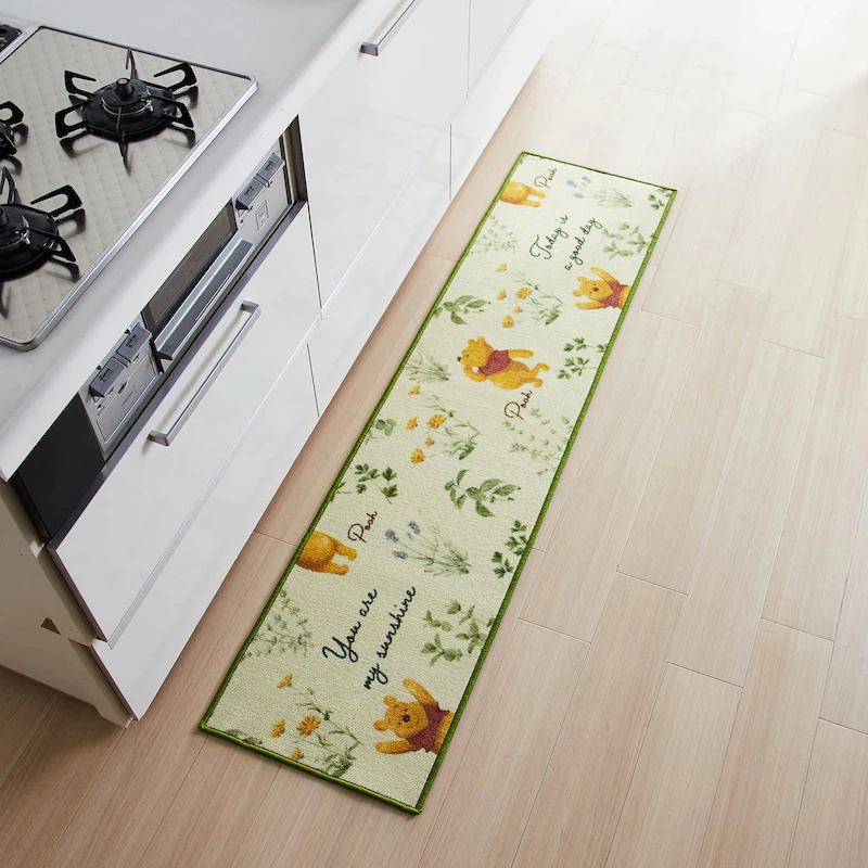 日本千趣會 - 迪士尼 長條型腳踏墊(廚房/臥室)-維尼花園-綠