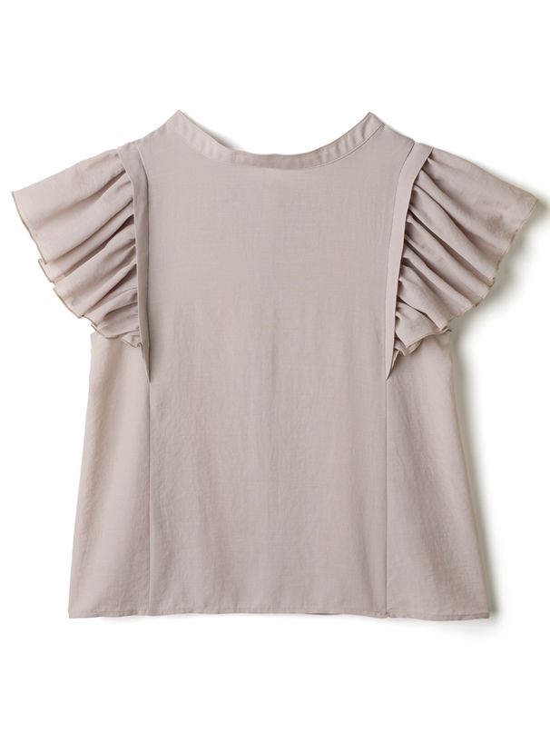 日本 GRL - 仙女氣息波浪短袖雪紡上衣-煙燻粉