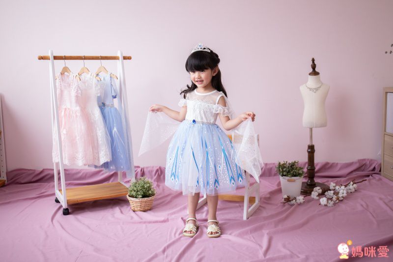 韓國 mari an u - 冰雪女王艾莎洋裝(披風可拆)-冰湖藍