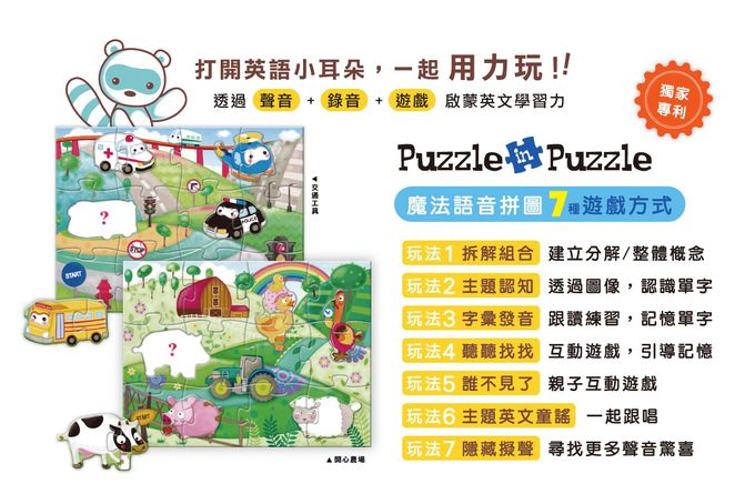 KIDsREAD - Puzzle in Puzzle 系列 - 交通工具 點讀語音拼圖
