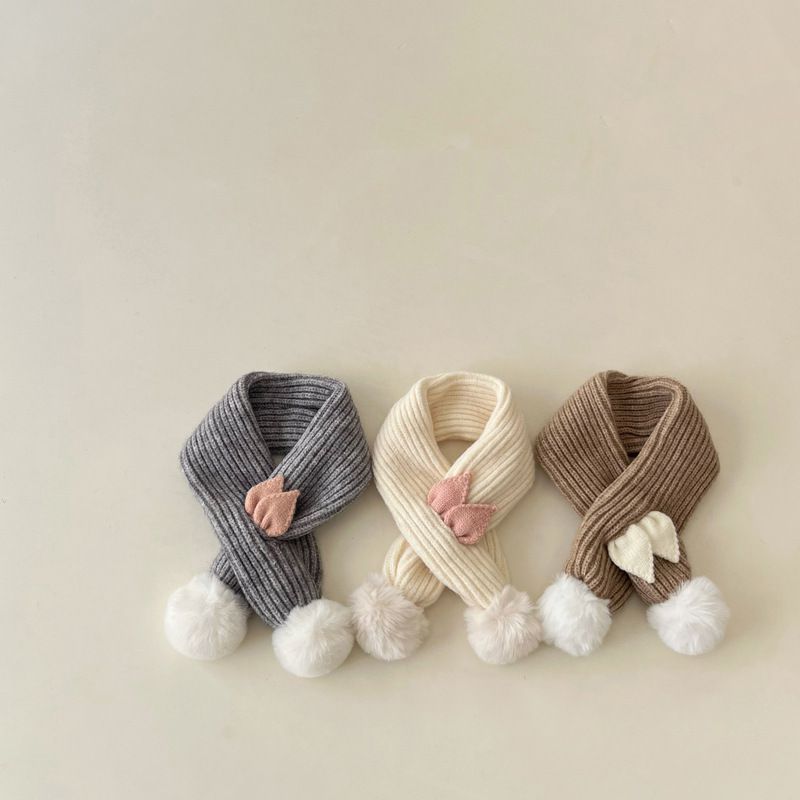 Q萌造型針織絨毛圍脖-小耳朵-咖啡色 (70x8cm)