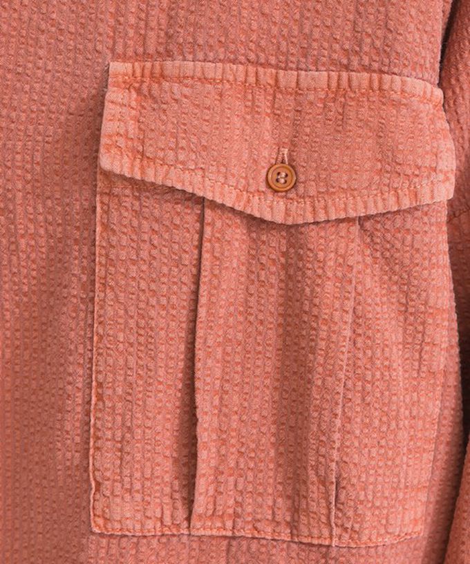 日本 Lupilien - 復古紋理率性抽繩純棉落肩襯衫-米白