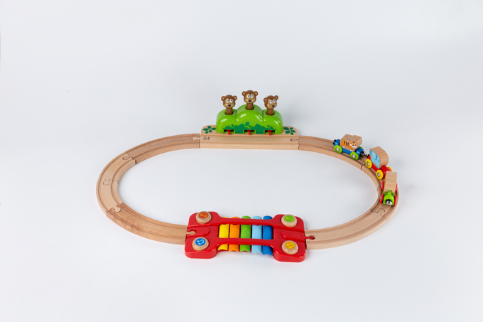 德國 Hape - 音樂跳跳猴軌道玩具(19件組)