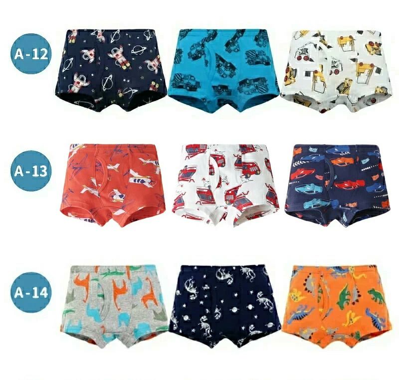 日本 Ho-ho kids - [人氣No.1]純棉透氣男孩內褲(3入)-車車/恐龍/鯊魚-灰白藍