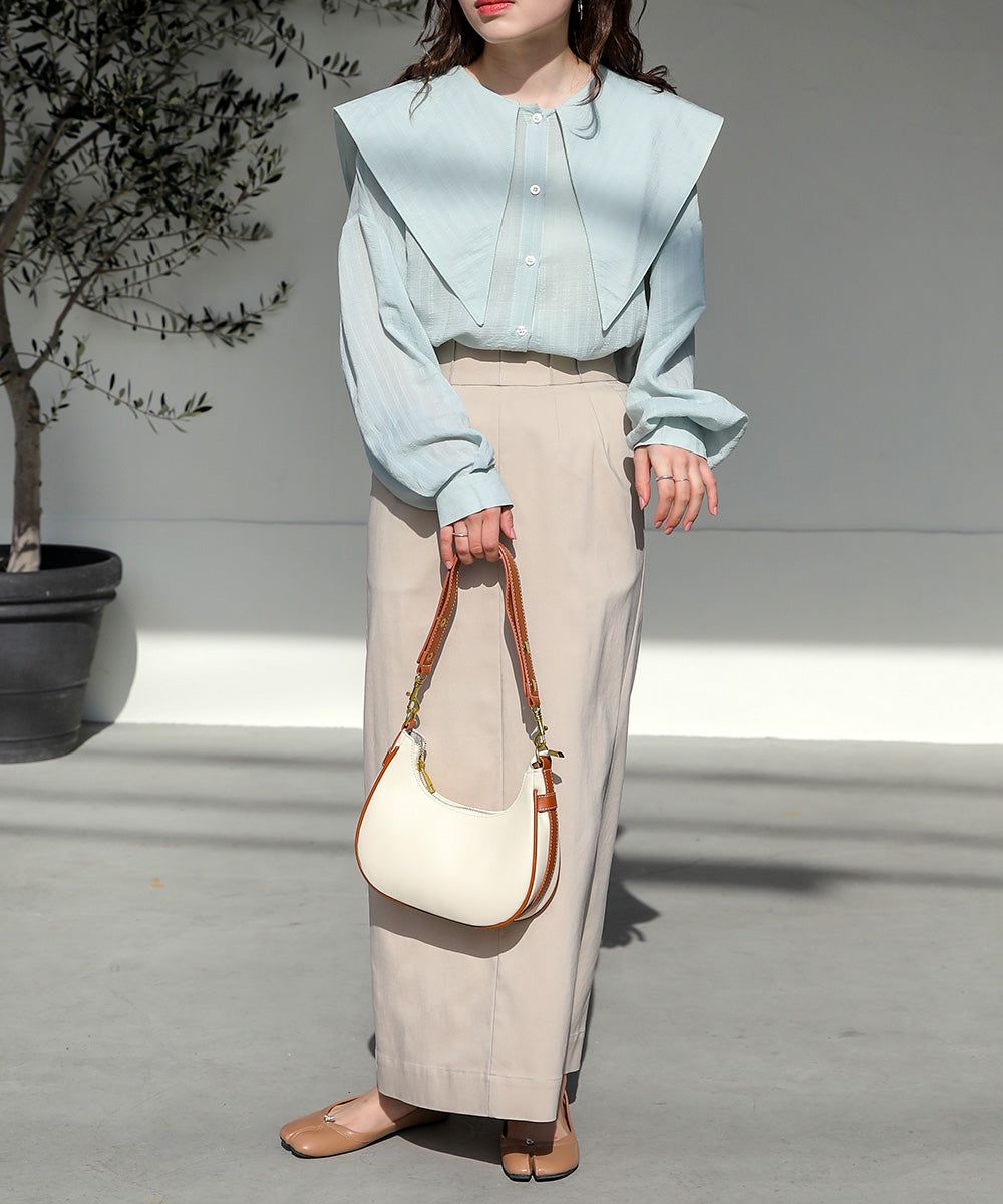 日本 Bab - 時尚皮革滾邊腋下包-黑