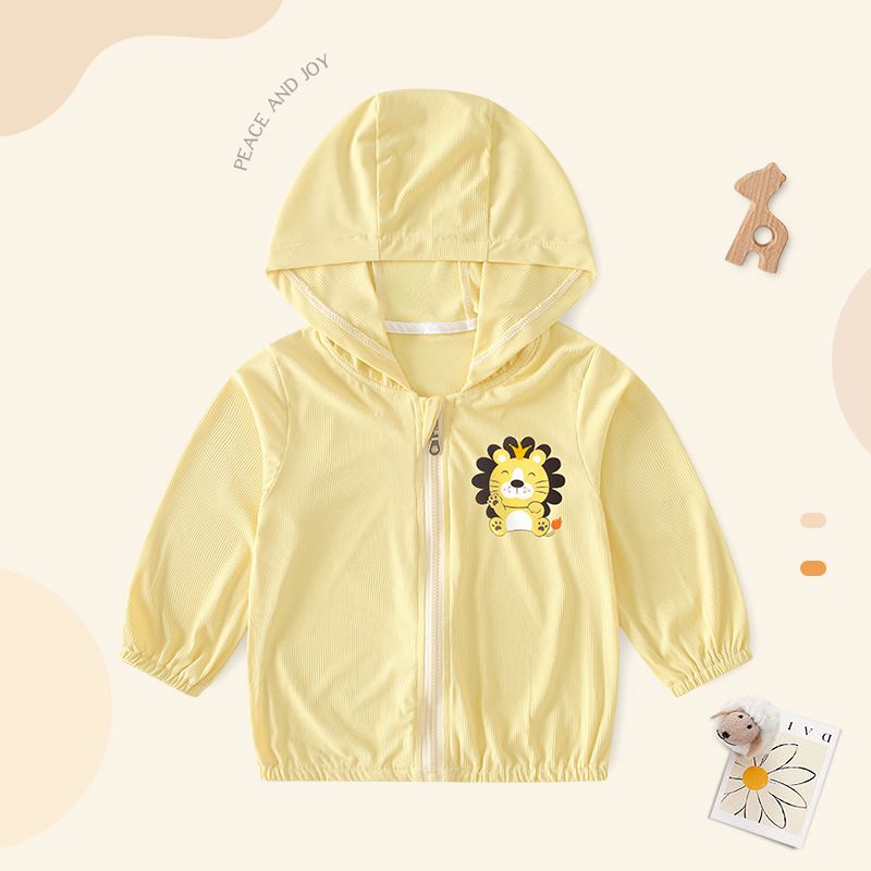 UPF50+冰絲涼感兒童防曬外套-單人飛機-黃色