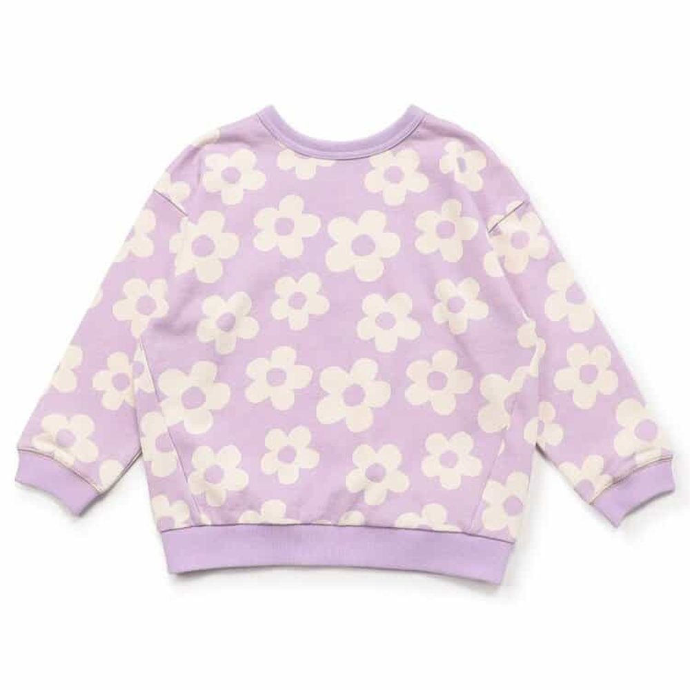 正反OK！前後兩穿縮口長袖上衣-花花-紫