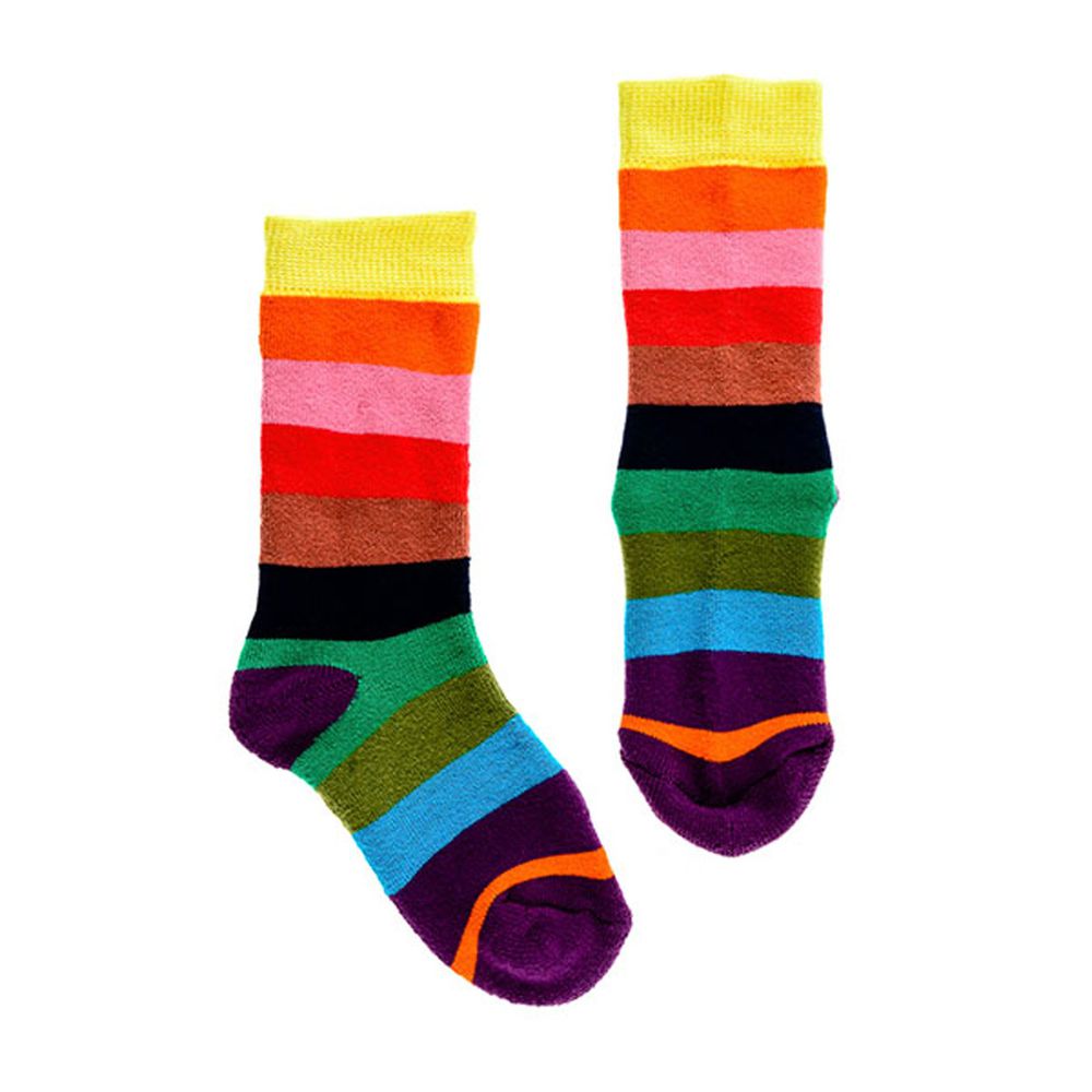 【英國Squelch】 - 防滑棉襪-Rainbow彩虹條紋 (3-6Y)