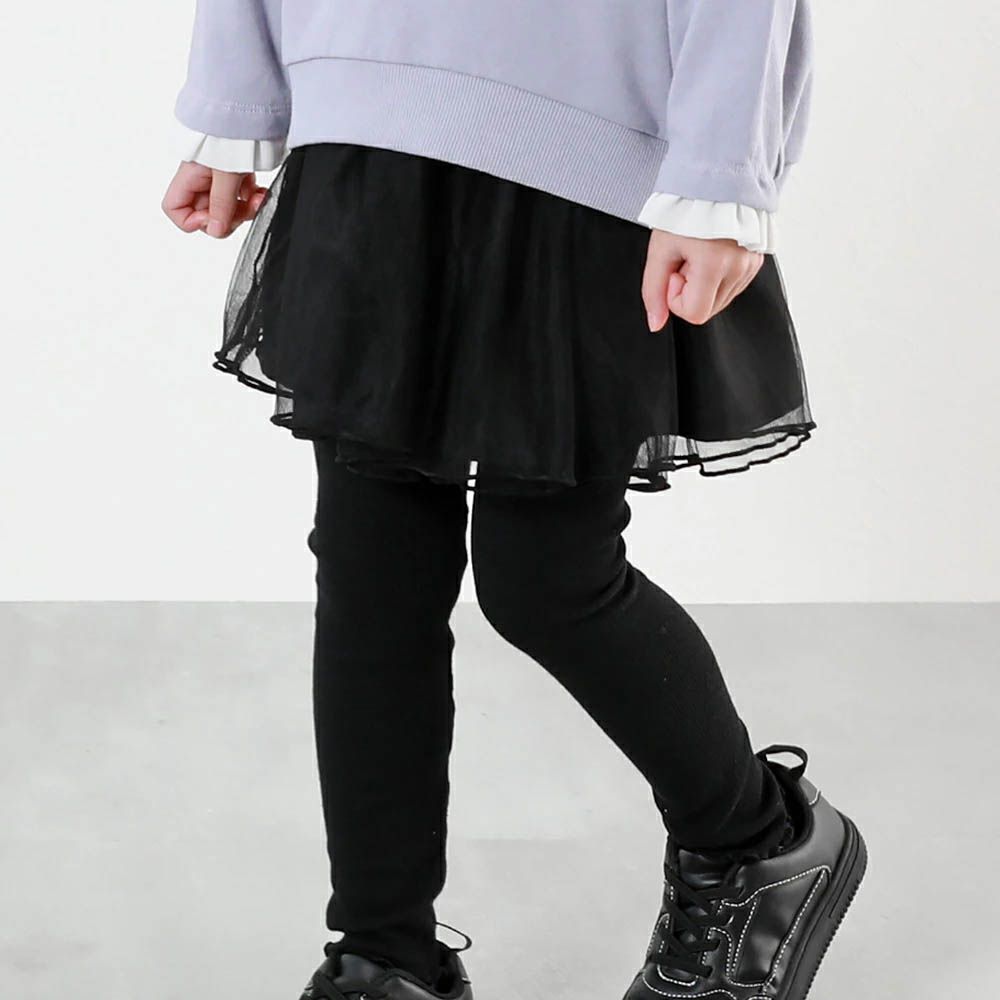 高級夢幻薄紗層次內搭褲裙-黑