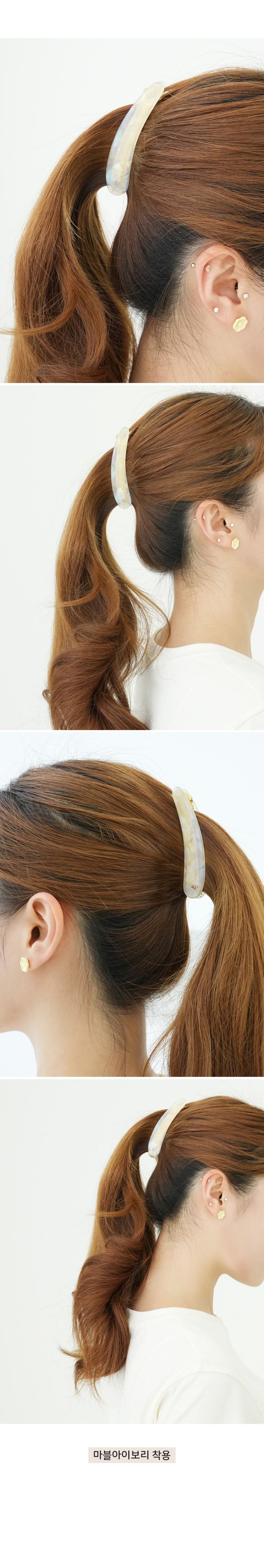 韓國 Soo&Soo - 正韓製CREATION FRANCE扣式髮夾-幾何藍塊