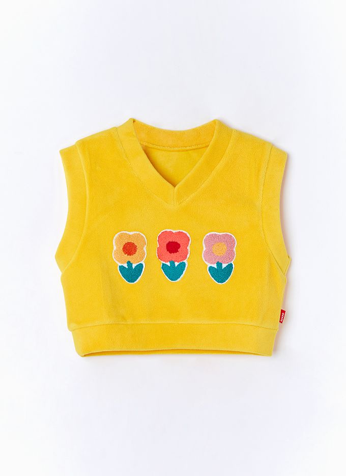 韓國 OZKIZ - 毛料小花點綴拉絨背心-粉