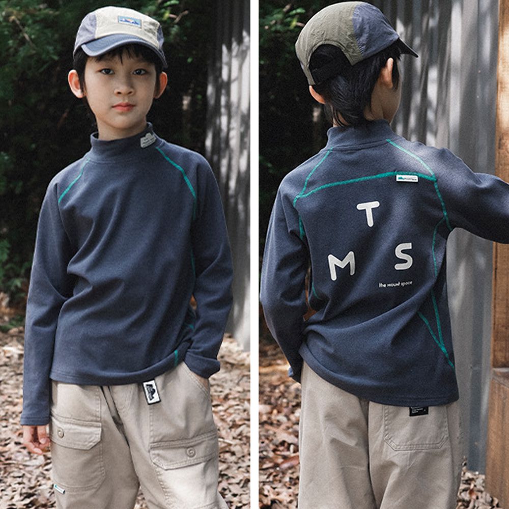 德絨保暖半高領長袖上衣-深灰