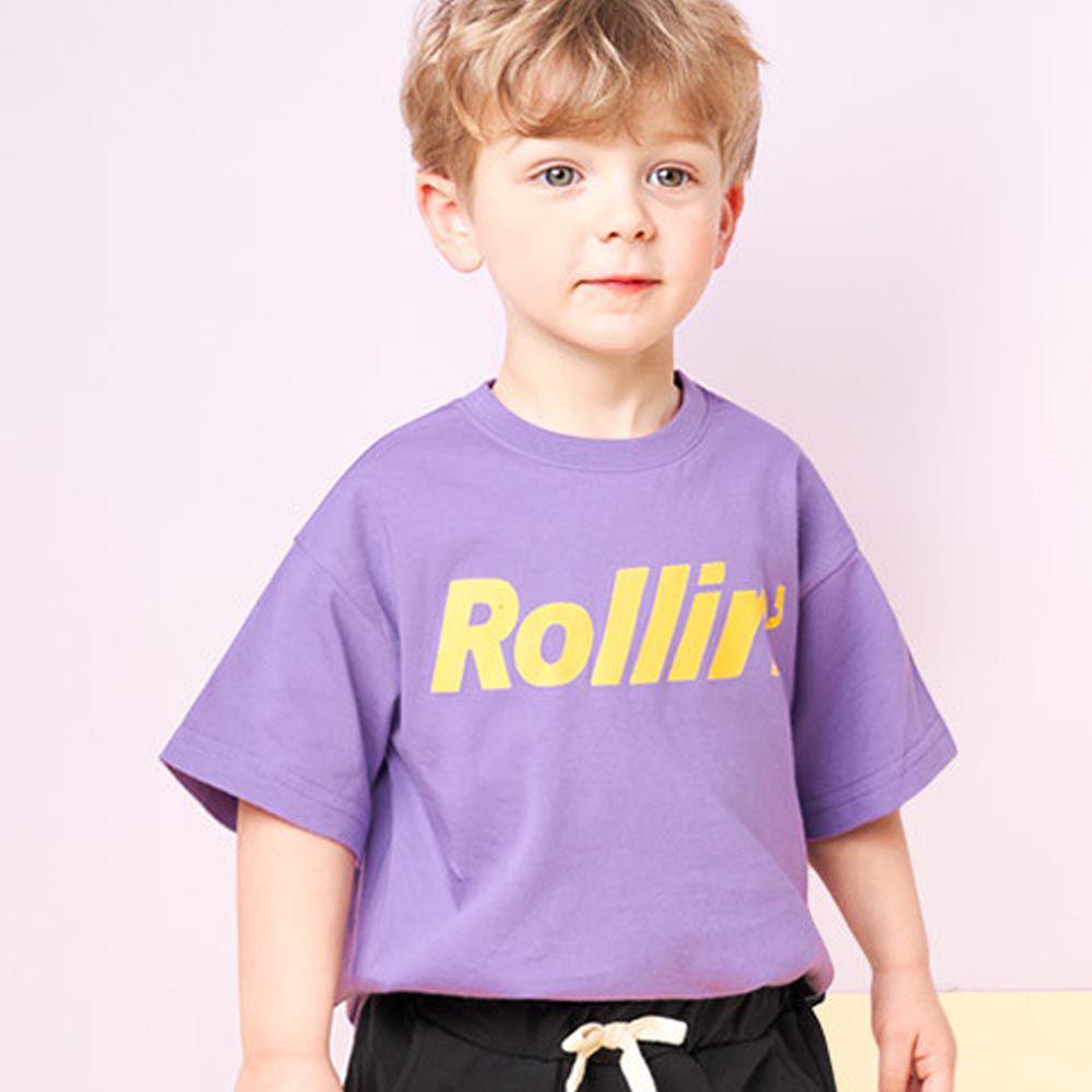 韓國 Jelispoon - Rollin印短袖上衣-紫