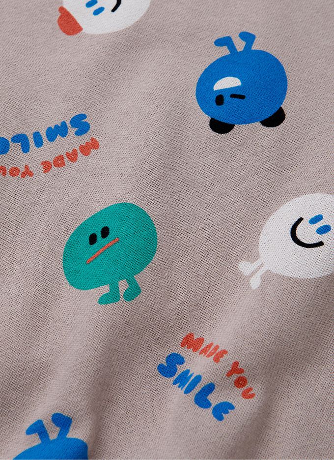 韓國 OZKIZ - 微笑豆豆暖絨長袖T-淺棕