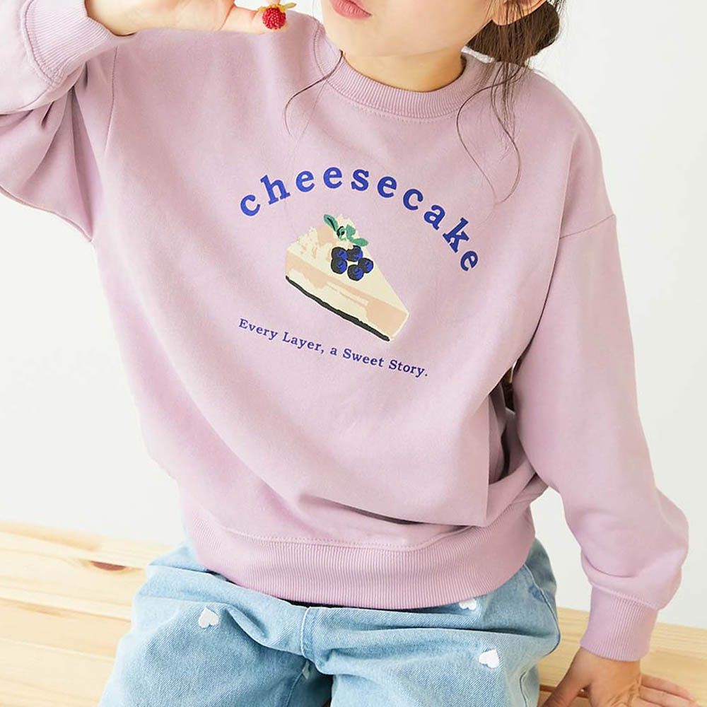熱銷定番 女孩印花縮口長袖上衣-起司蛋糕-淡粉