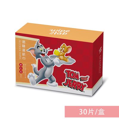 CSD中衛 - 【W博拭】酒精濕紙巾-湯姆貓與傑利鼠起司款 1盒入(30片/盒)-12x12 cm