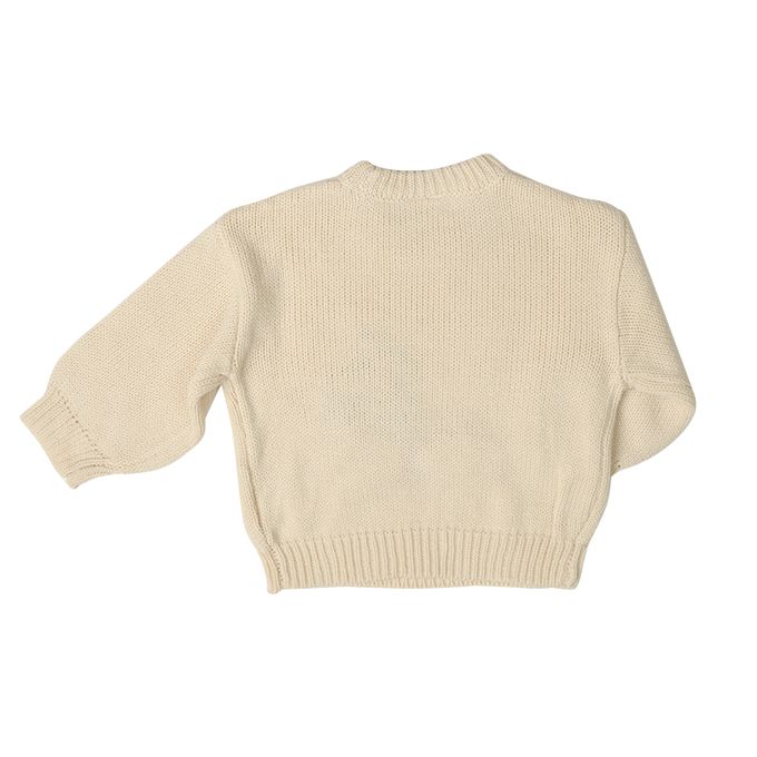 akachan honpo - 針織休閒上衣-緹花-米白色