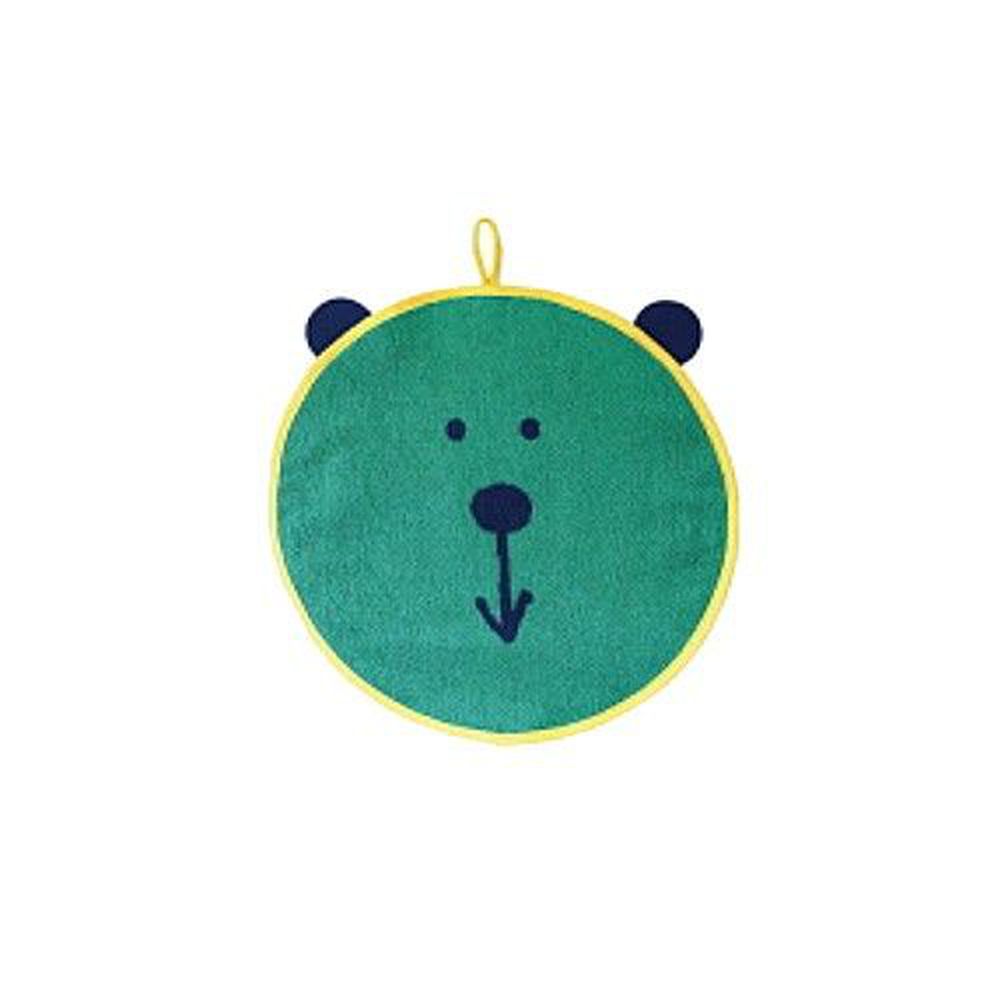 日本Bisque - CDF純棉圓形手帕-綠-熊熊 (附吊掛繩圈)
