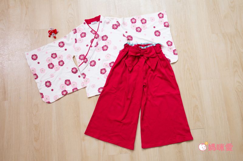 日本 Chil2 - 純棉日本傳統袴/和服(兩件式)-箭羽-紅