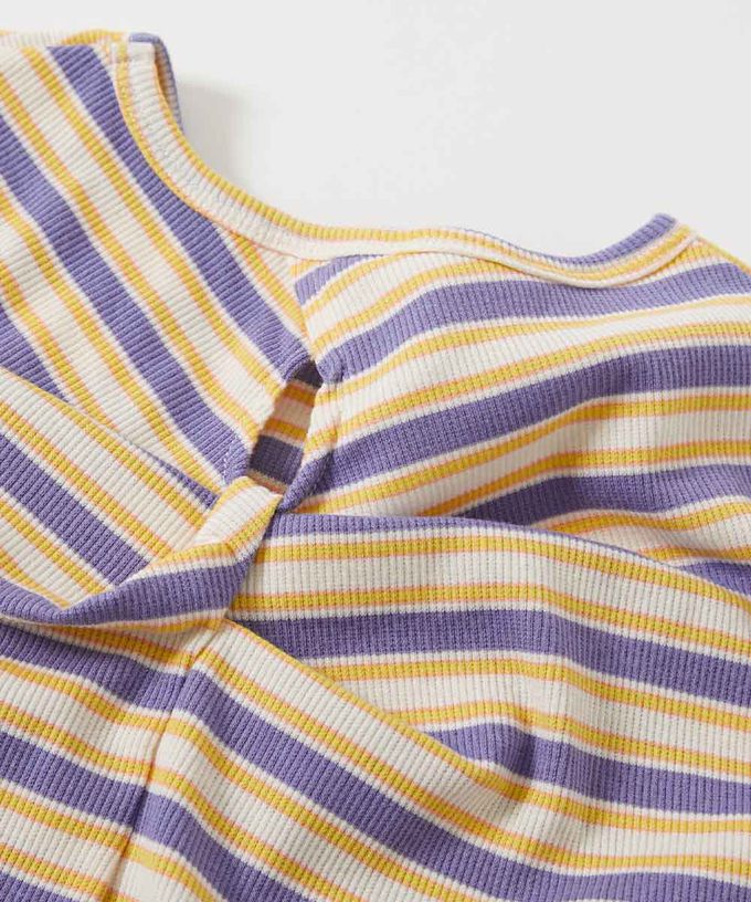 日本 devirock - 清爽夏日線條配色無袖洋裝-藍白