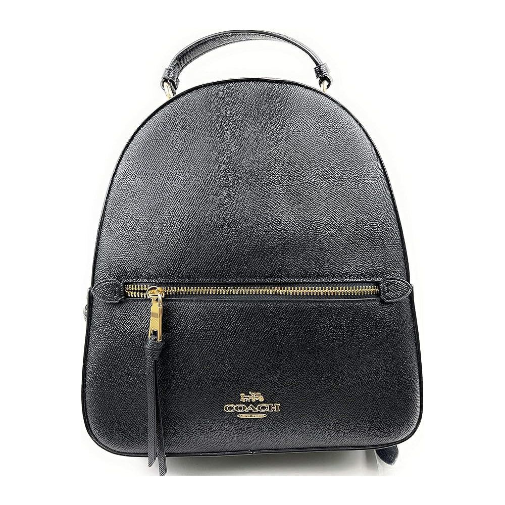 PVC拼接皮革前口袋後背包 (黑)