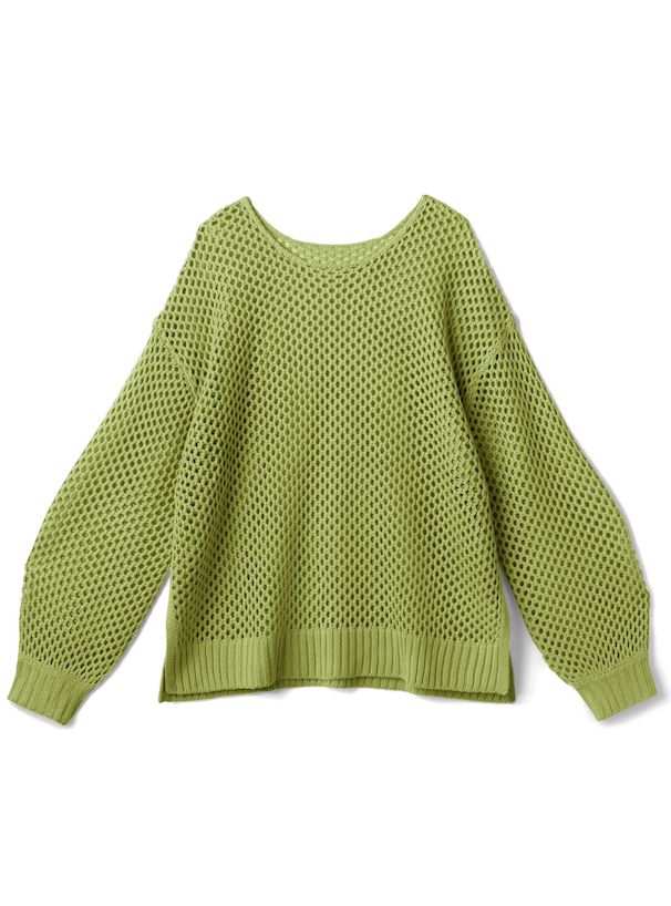 日本 GRL - 時尚鉤針洞洞罩衫/上衣-黃 (F)