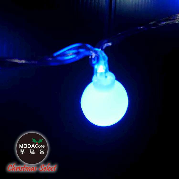 浪漫療癒100燈LED小圓球珍珠燈串/聖誕燈(USB接頭+贈豆腐頭插頭)-藍白光透明線-約10米長