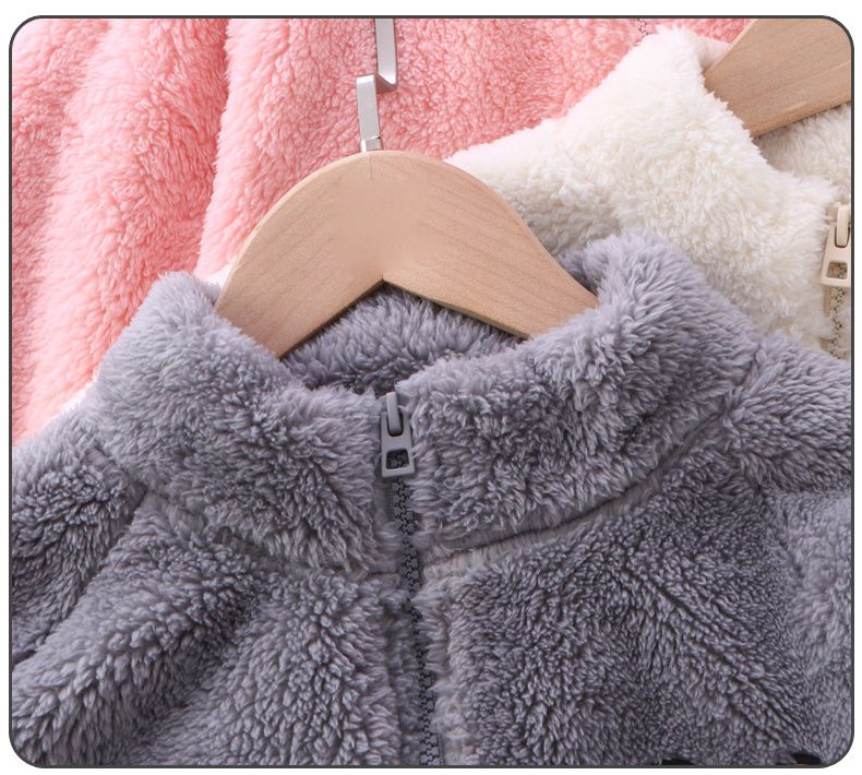 加厚保暖舒絨棉長袖外套-英文字母M-米白色