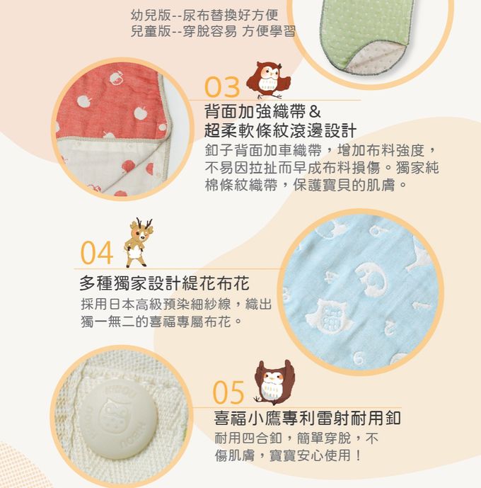 喜福HiBOU - 日本六重紗防踢背心_新生版S幼童防踢被_透氣蓬鬆