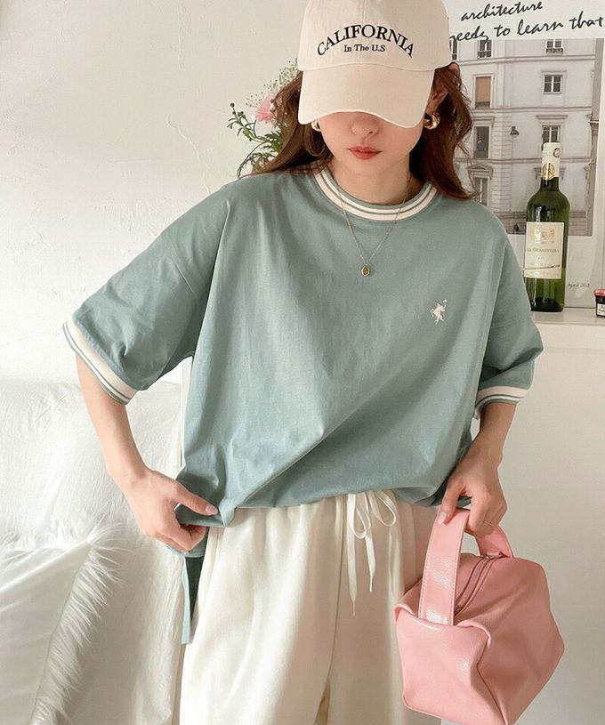 日本 Classical Elf - Java 100%天竺棉 刺繡舒適短袖上衣-淺灰棕