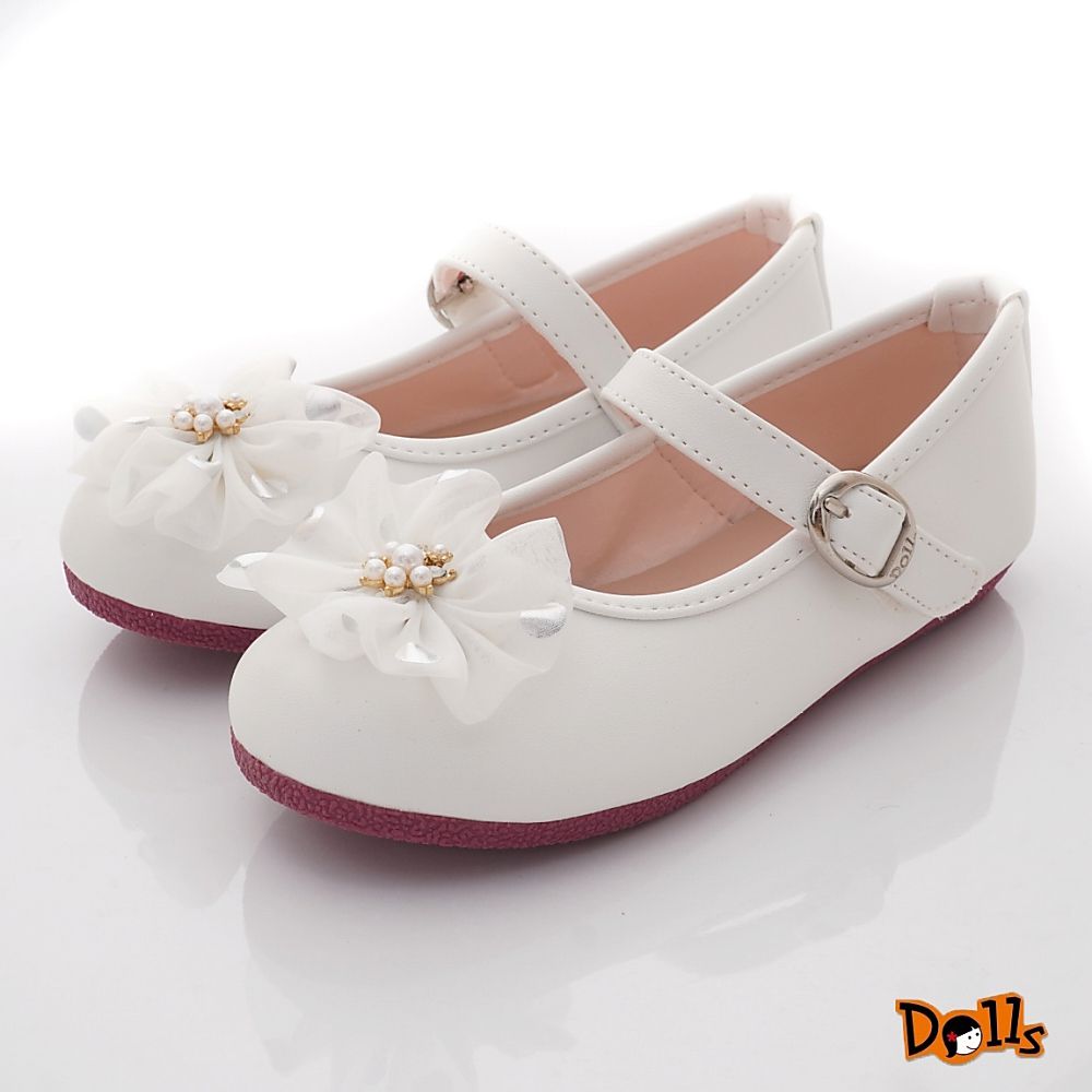 台灣製珍珠蕾絲公主鞋(中大童段)-公主鞋-白