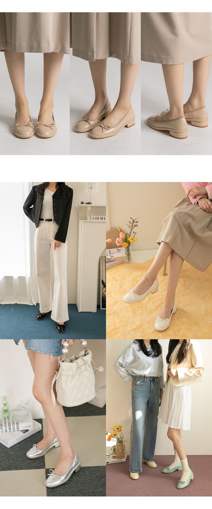 韓國 PINKELEPHANT - 蝴蝶結輕便娃娃跟鞋(4cm)-炫光銀