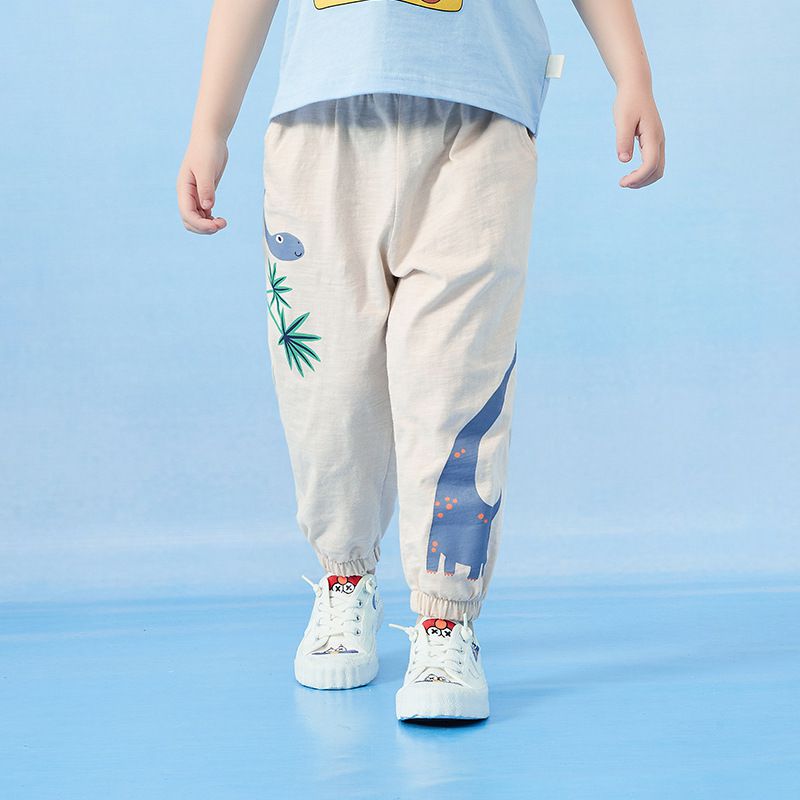 純棉束口長褲/防蚊褲-長頸龍-米白色