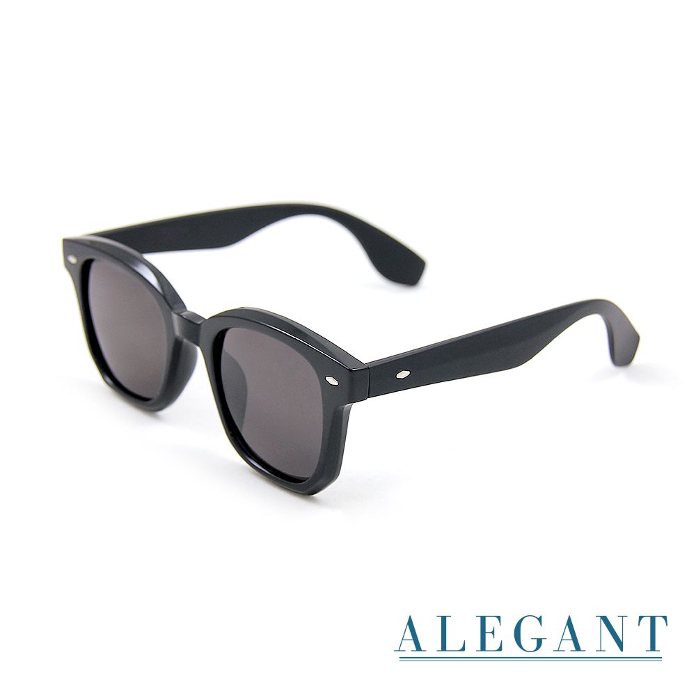 ALEGANT - 曦夏曜晶黑時髦日常威靈頓粗框輕量TR90寶麗來偏光墨鏡│UV400太陽眼鏡
