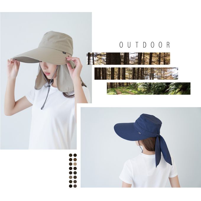 貝柔 Peilou - UPF50+多功能淑女護頸遮陽帽-卡其