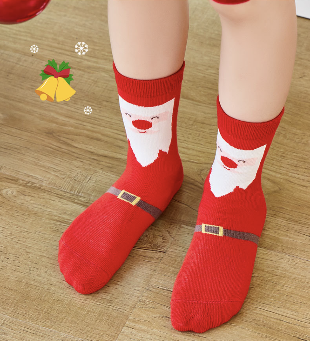 love, charlotte - 聖誕老公公麋鹿棉質中筒襪-5雙一組