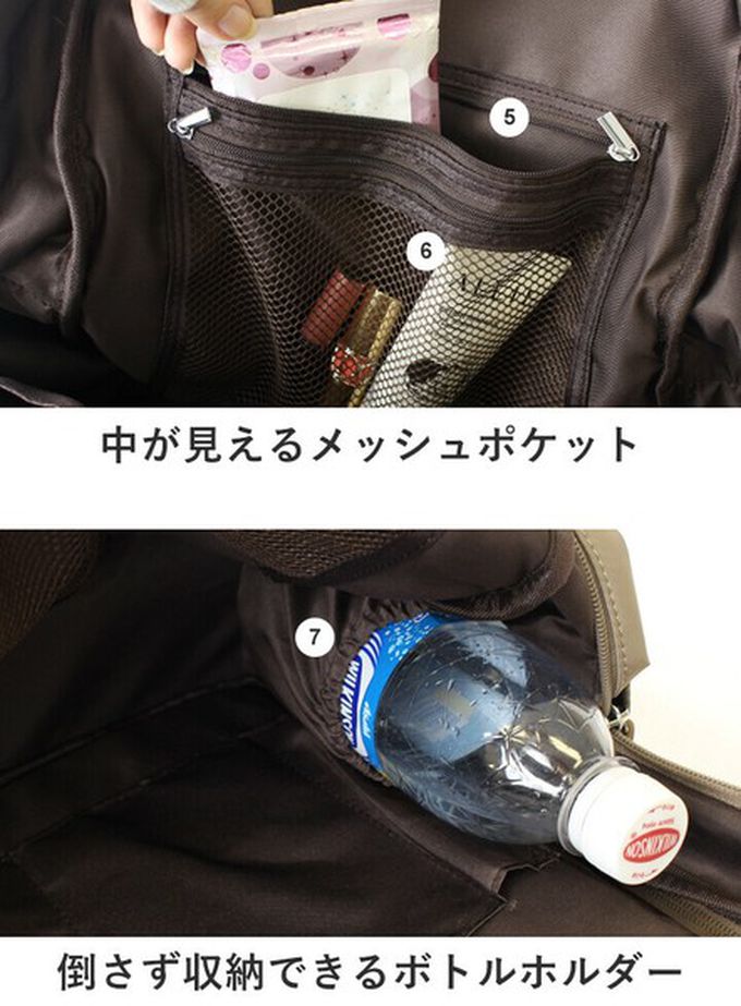 日本 LIZDAYS - 12口袋防潑水大容量尼龍後背包-(可掛行李箱)-灰 (43x29cm)