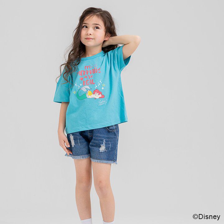 日本 Chil2 - 迪士尼公主印花短袖上衣-長髮公主-紫