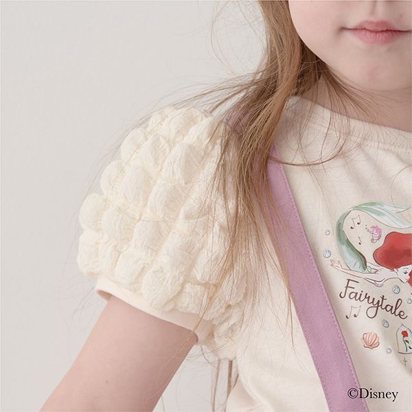 日本 Lycee mine - 迪士尼聯名 澎澎袖印花短袖上衣-人氣公主們-優雅藍