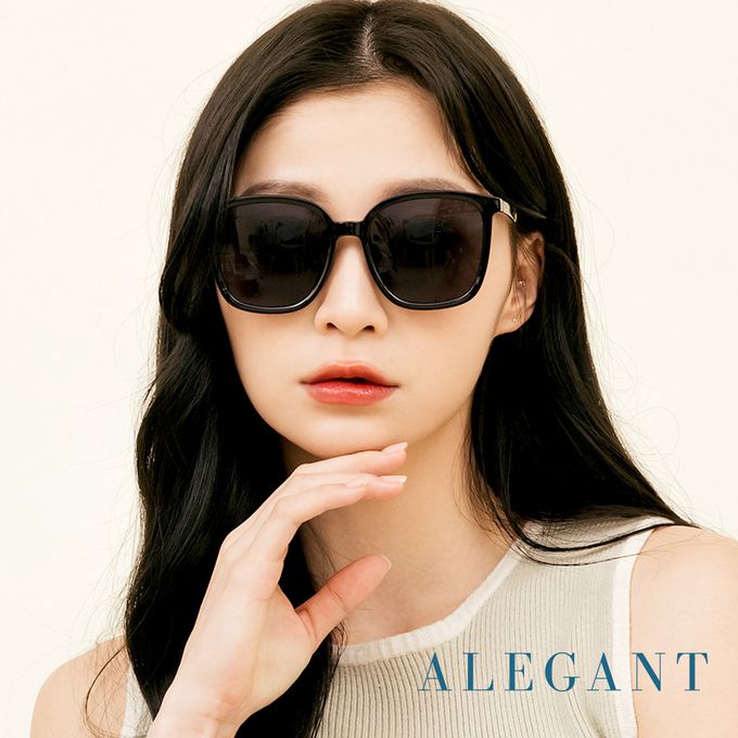 ALEGANT - 雅藝黑復古風格輕量橢圓方框墨鏡│UV400太陽眼鏡