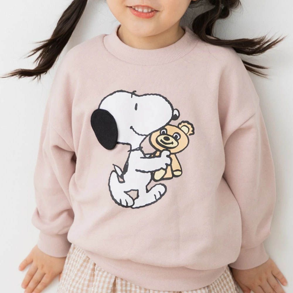 限定聯名 史奴比縮口長袖上衣-立體耳朵-粉紅