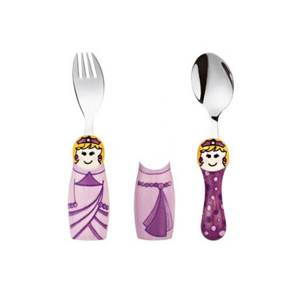 EAT4FUN - 316不鏽鋼餐具DUO兩人組-紫色公主-一叉+一匙