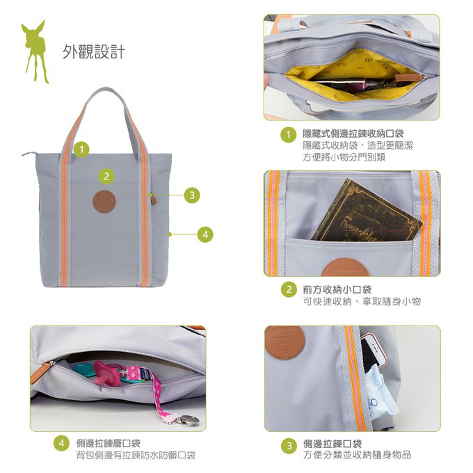 德國 Lassig - 時尚活力多功能親子包-大-芒果橘-含尿布墊+推車掛勾+保溫瓶收納包